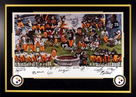 Pittsburgh Steelers Super Bowl XL Champions Team Signed 20"x24" Lithograph with 25 Signatures
